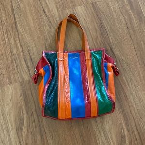 Balenciaga Bazar LAMBSKIN Stripe Tote